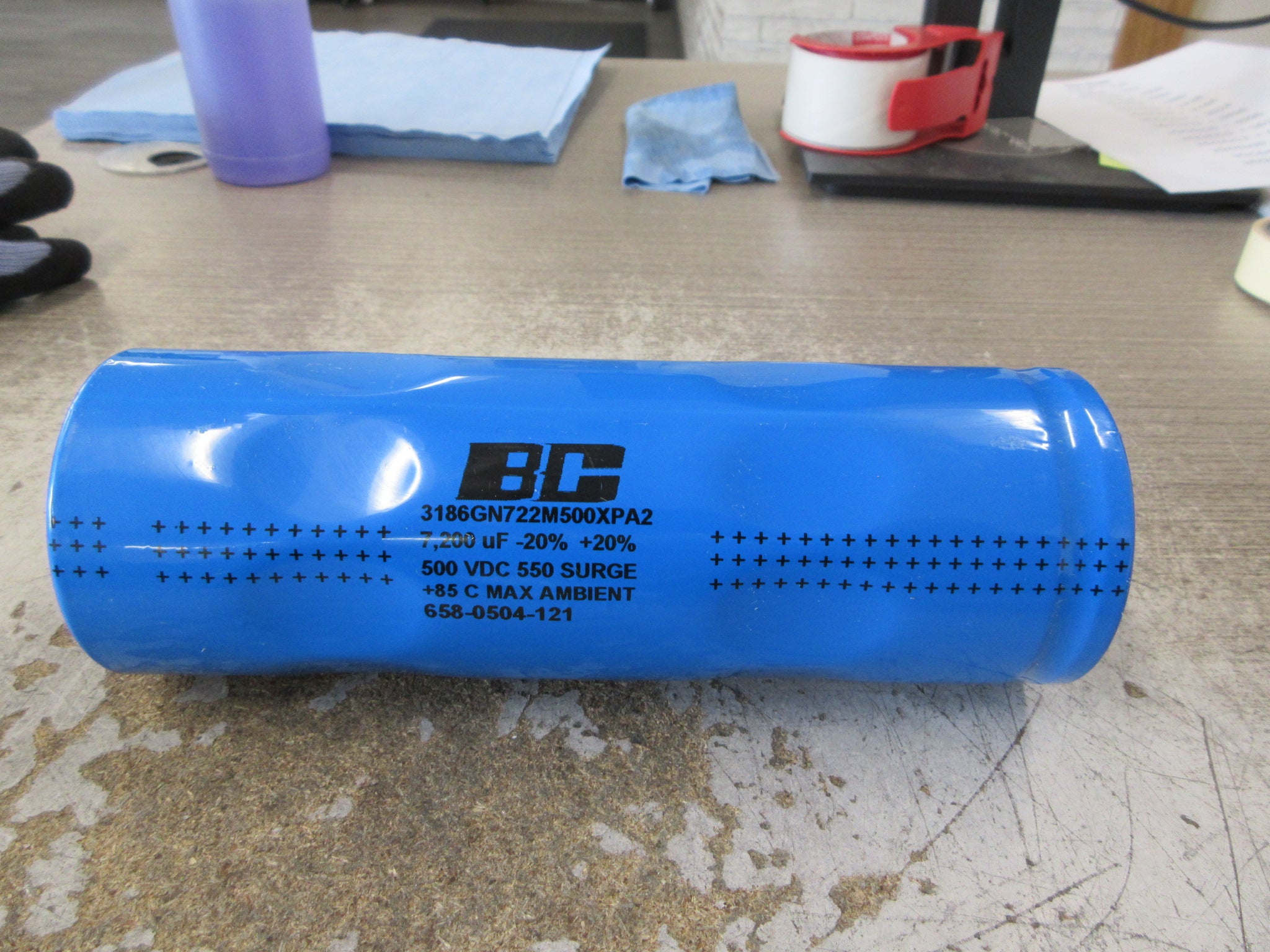 BC Capacitor 3186GN722M500XPA2 7200uF 500VDC Used