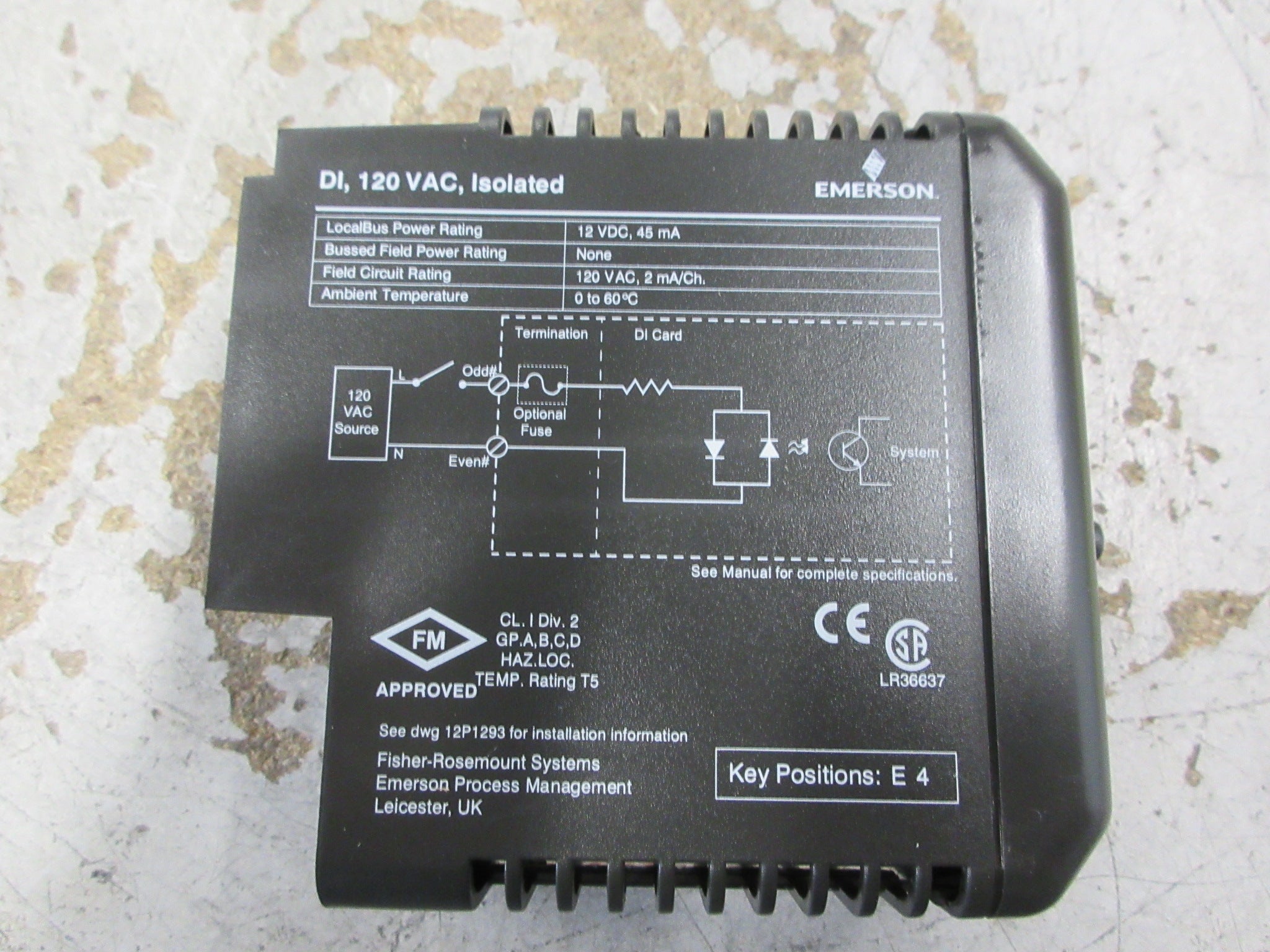 Emerson KJ3001X1-BC1 Isolated Digital Input Module 12P0551X132 Rev. H Used