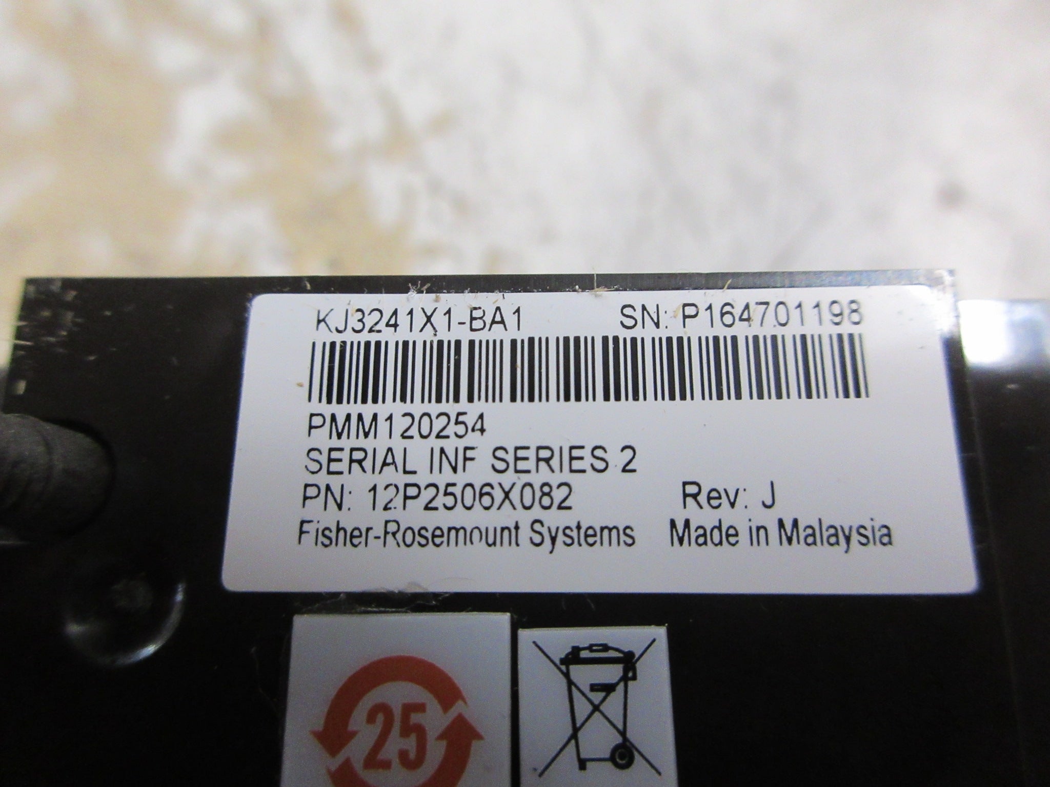 Emerson KJ3241X1-BA1 Serial Module 12P2506X082 Ser. 2 Rev. J Used