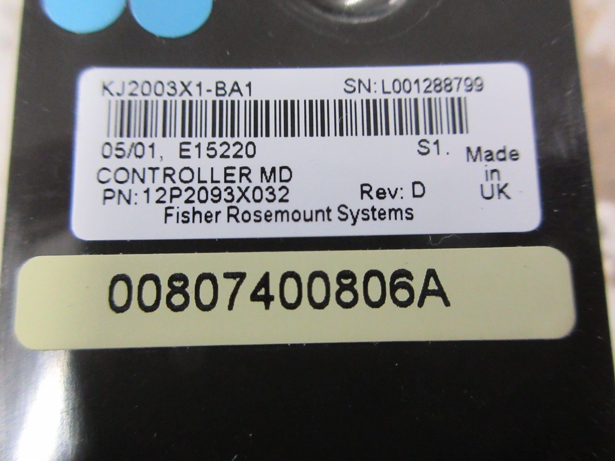 Fisher Rosemount KJ2003X1-BA1 Controller MD Module 12P2093X032 Rev. D Used