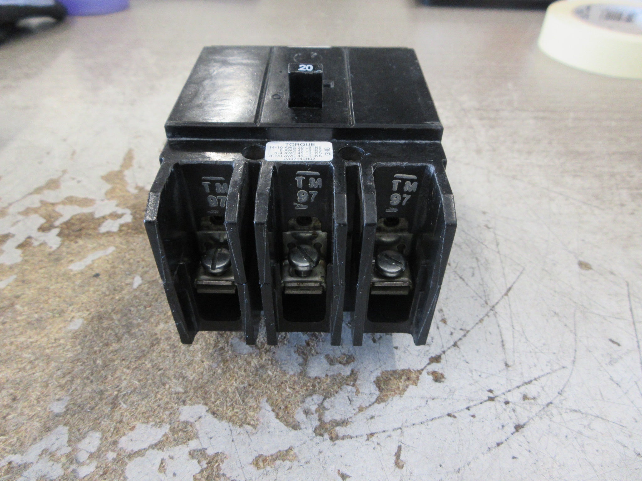 Eaton Bolt-On Circuit Breaker GHB3020 20A 240/277/480V 3P Used
