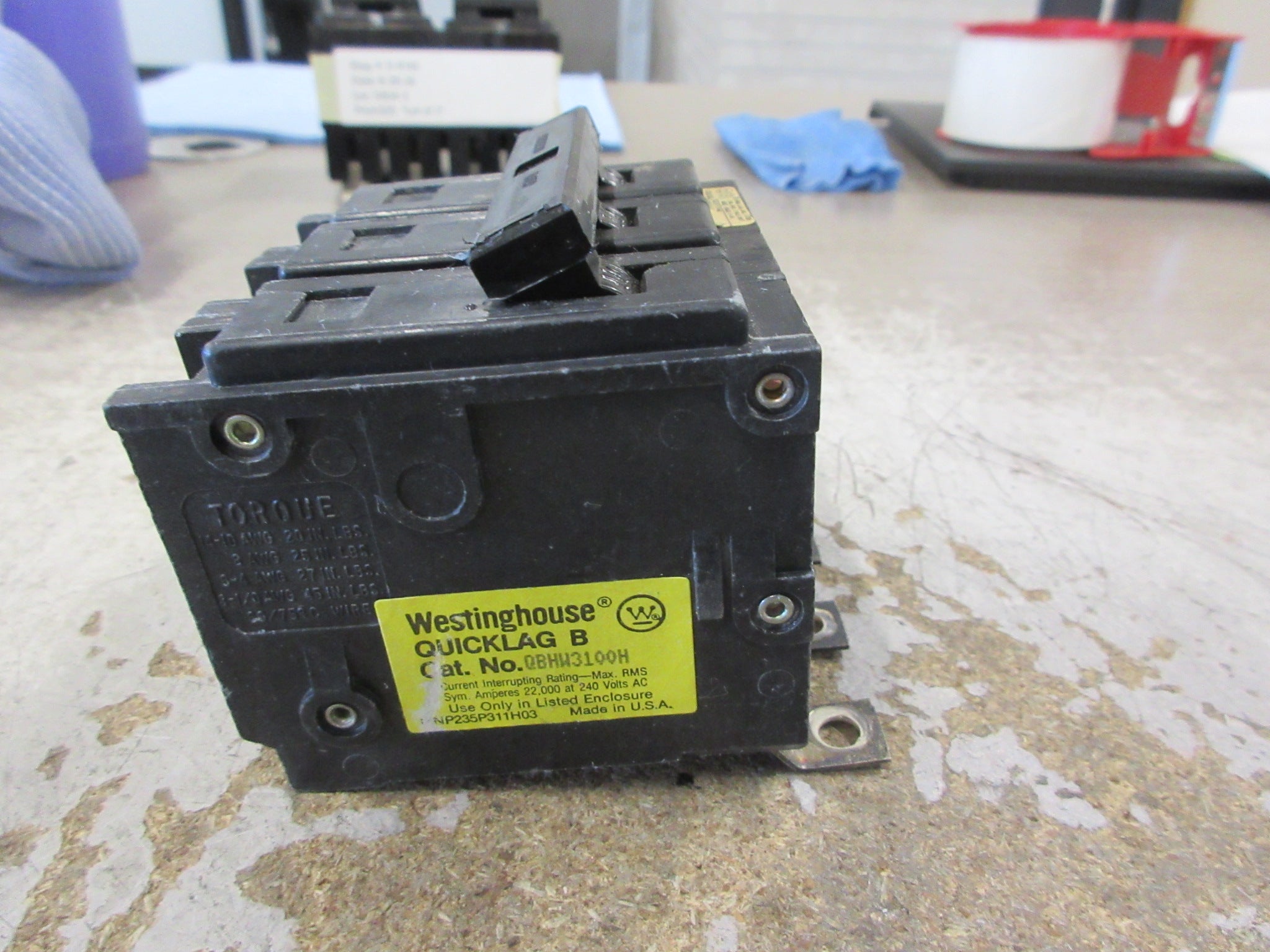 Westinghouse Quicklag B Bolt-On Circuit Breaker QBHW3100H 100A 240V 3P Used