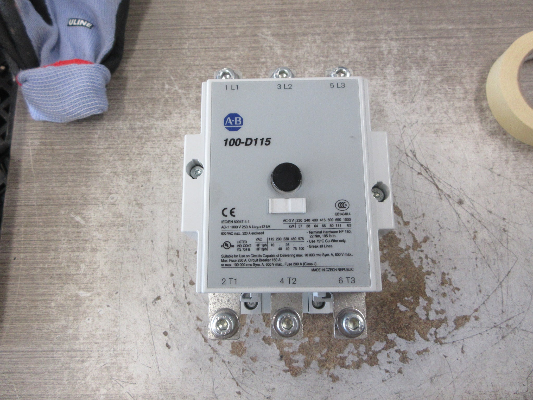 Allen-Bradley Contactor 100-D115 120V Coil 220A 600V Used