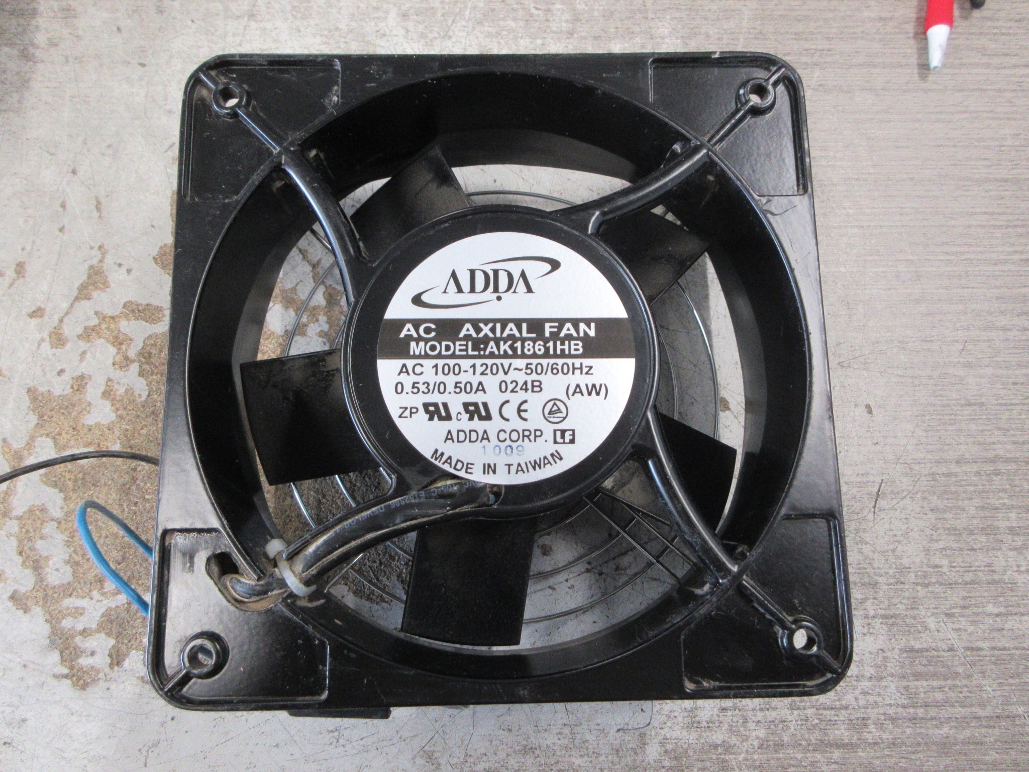 ADDA Axial Fan AK1861HB 100-120V 50/60Hz 0.53/0.50A W/Grille Used