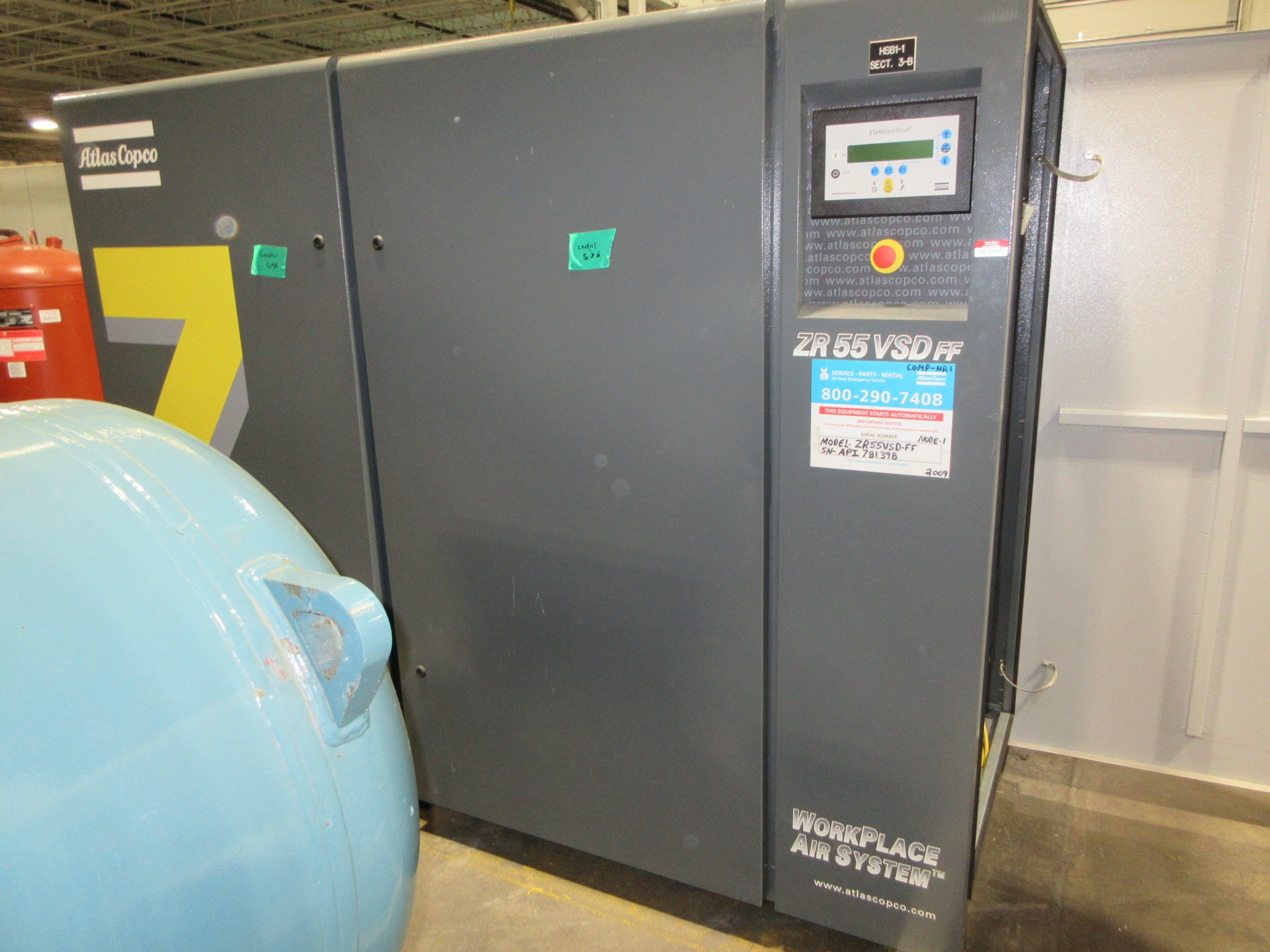 Atlas Copco Rotary Screw Compressor ZR55VSDFF 75HP 121 PSI 295.4 CFM Used