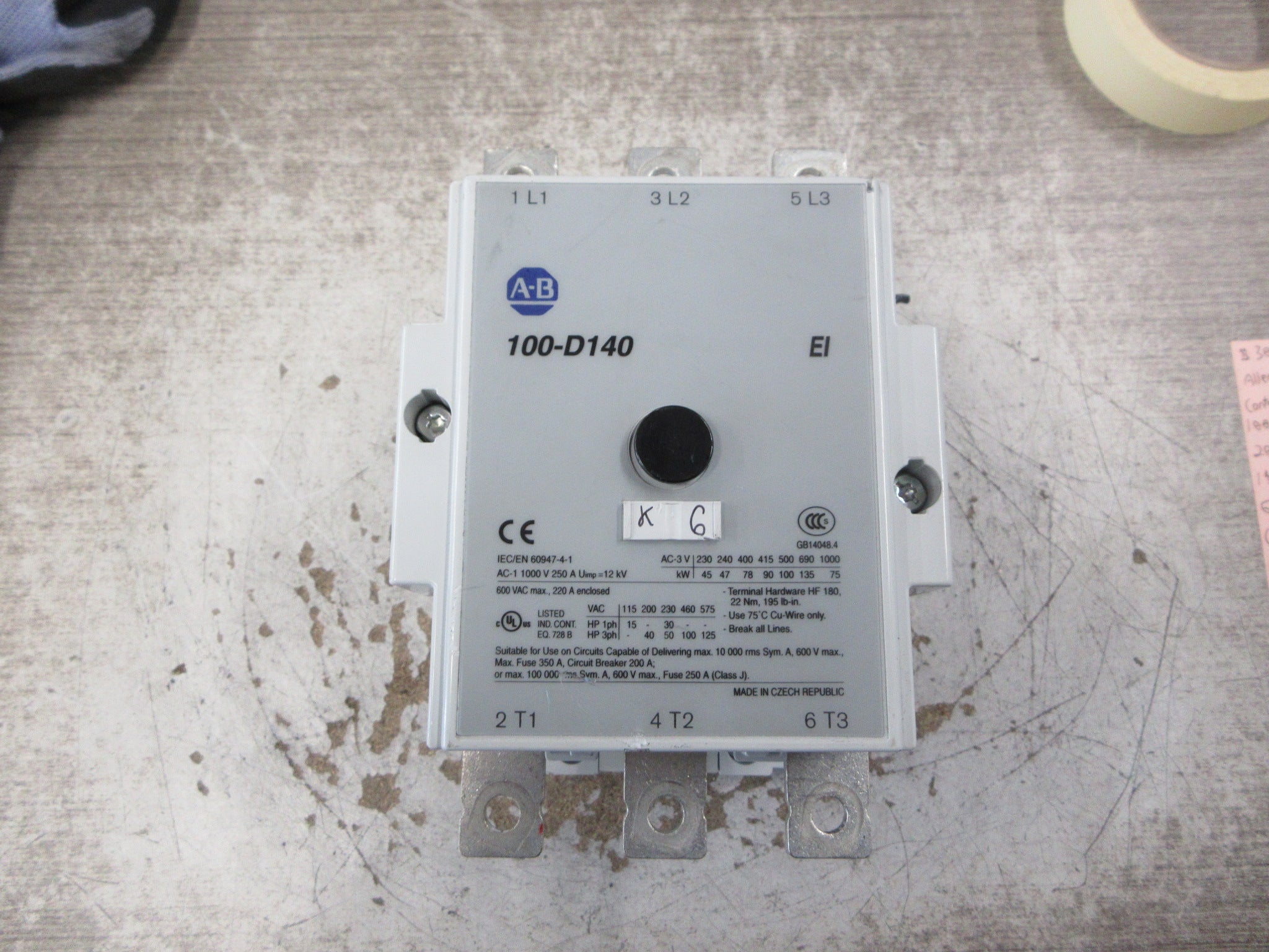 Allen-Bradley Contactor 100-D140 208-277V Coil 140A 600V (2) Aux Contacts Used