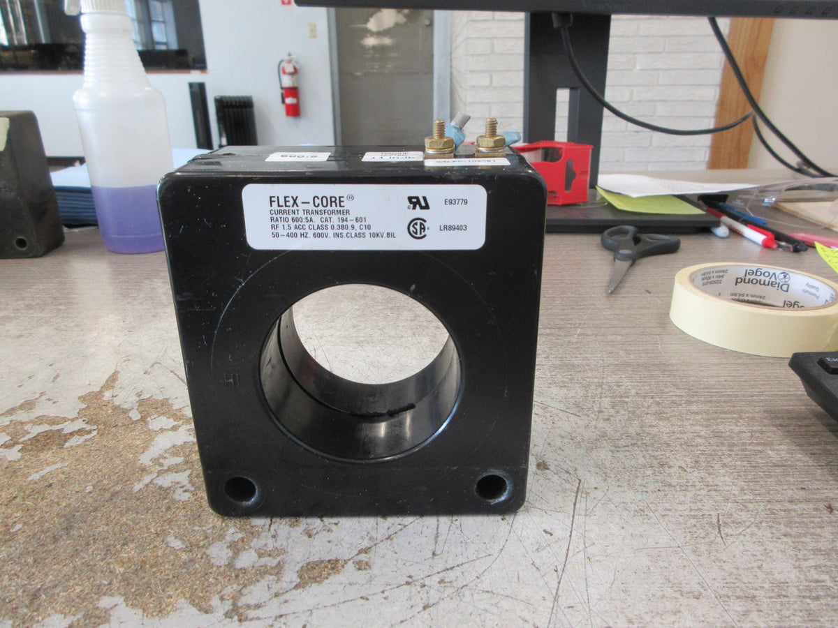 Flex-Core Current Transformer 194-601 Ratio 600:5A 600V 50-400Hz 10KV BIL Used