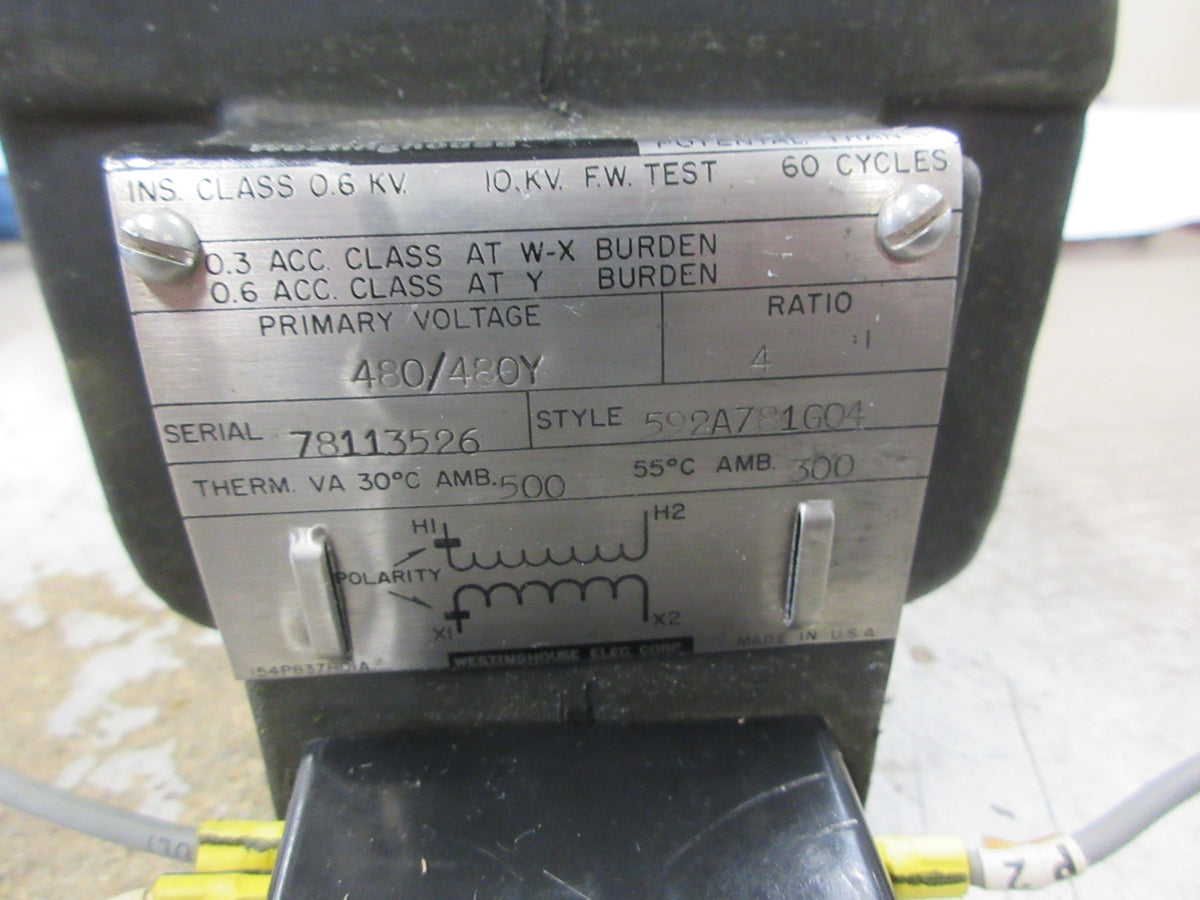 Westinghouse PXA-10 Potential Transformer 592A781G04 Pri: 480Y/480V Used