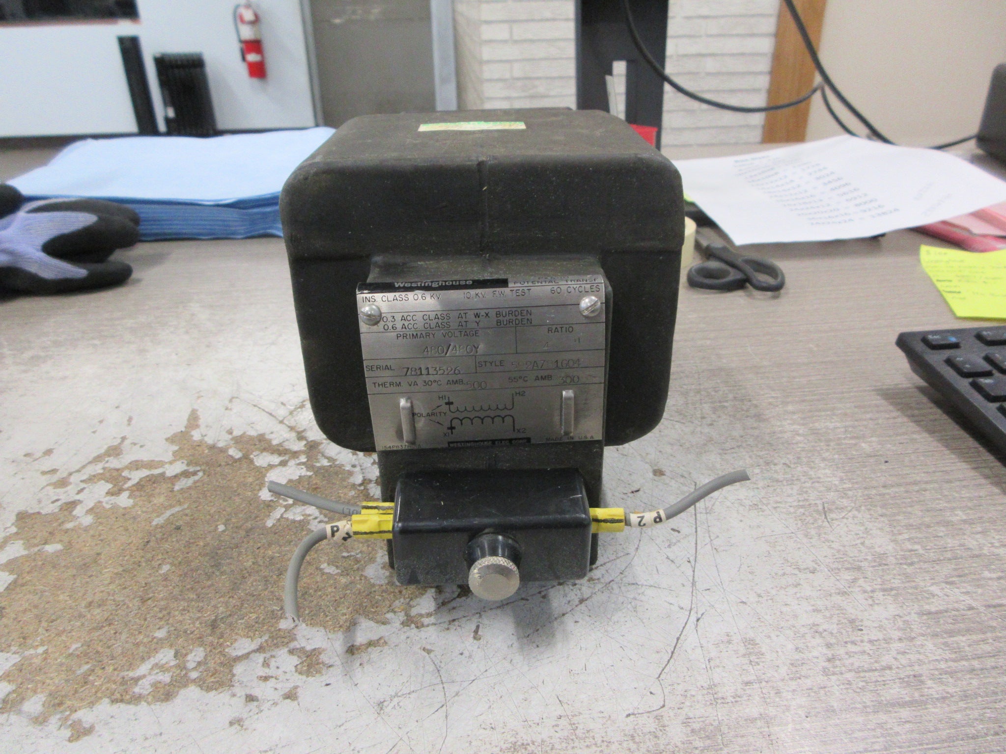 Westinghouse PXA-10 Potential Transformer 592A781G04 Pri: 480Y/480V Used