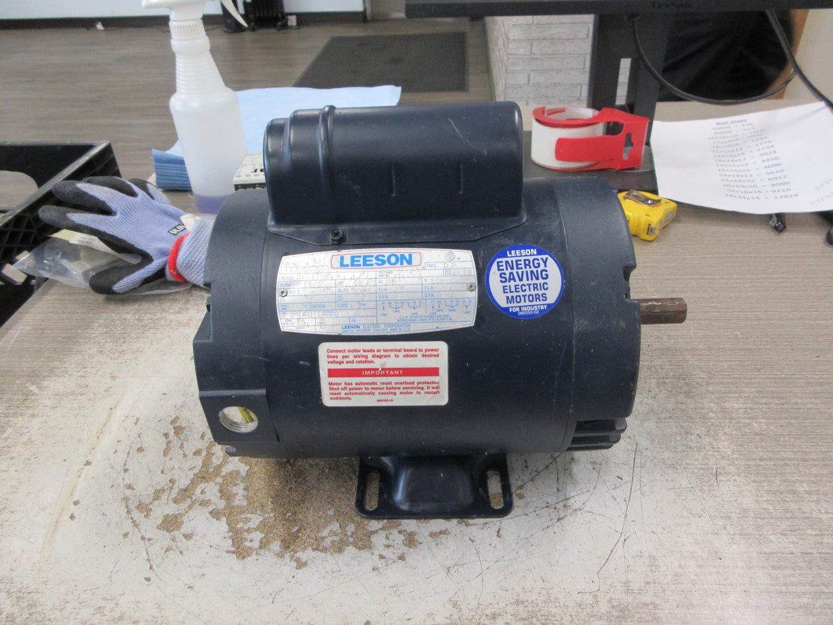Leeson Motor A6C17DB1H 1HP 115V 1725 RPM FR: E56 ENCL: D.P Used