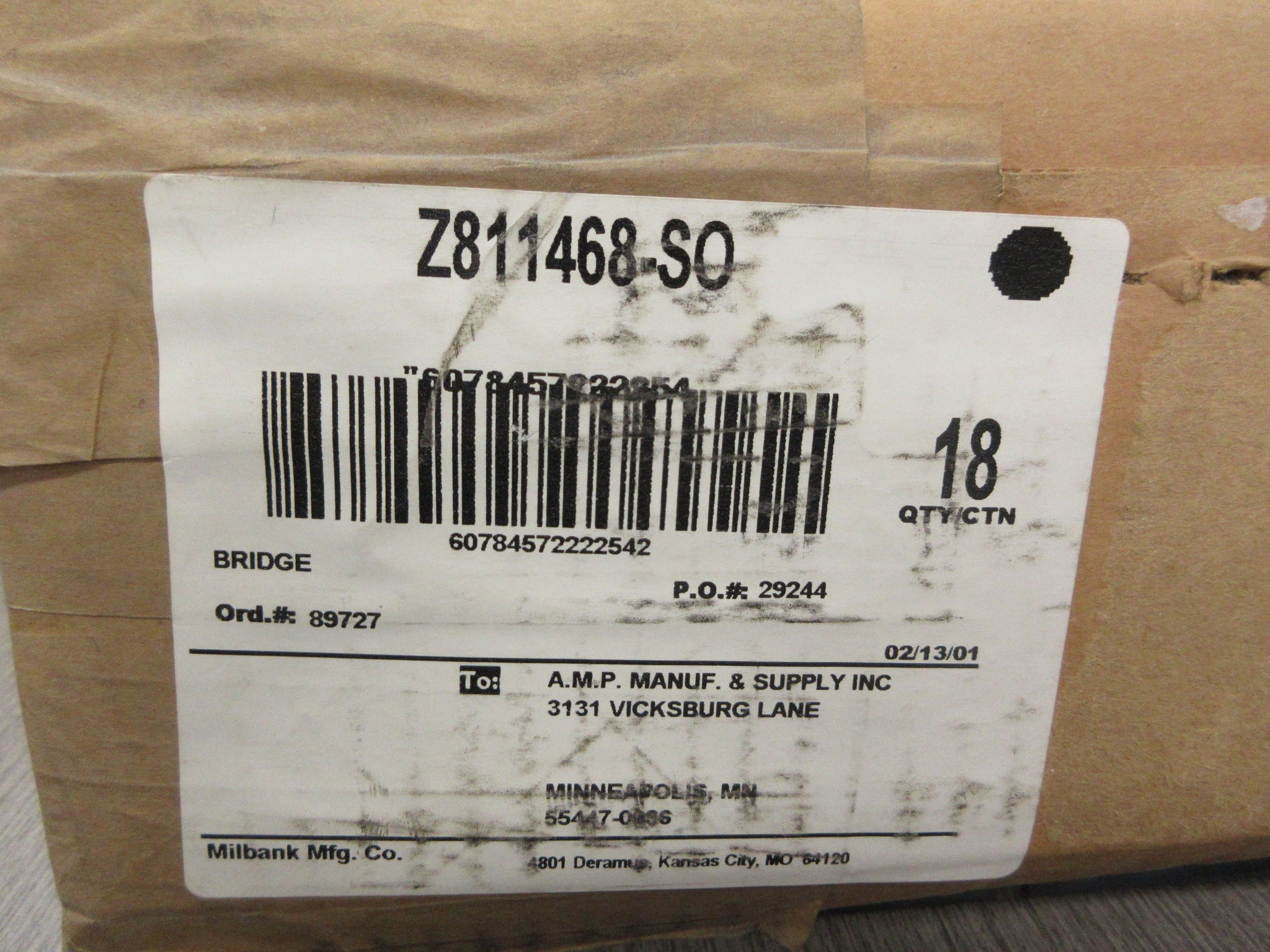 Milbank Bridge Z811468-SO *Box of 18* New Surplus