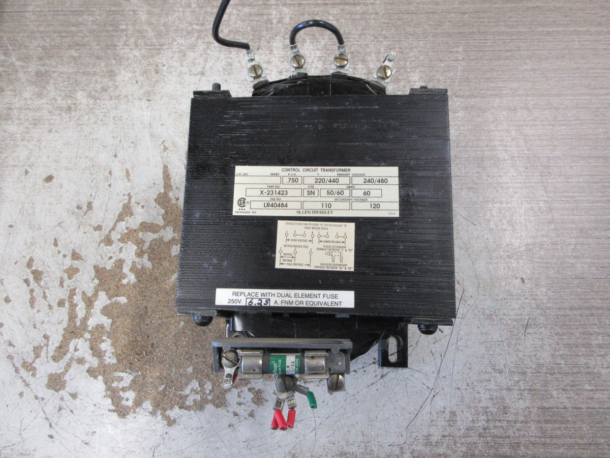 Allen-Bradley Control Transformer X-231423 0.750KVA Pri: 240/480V Sec: 120V Used