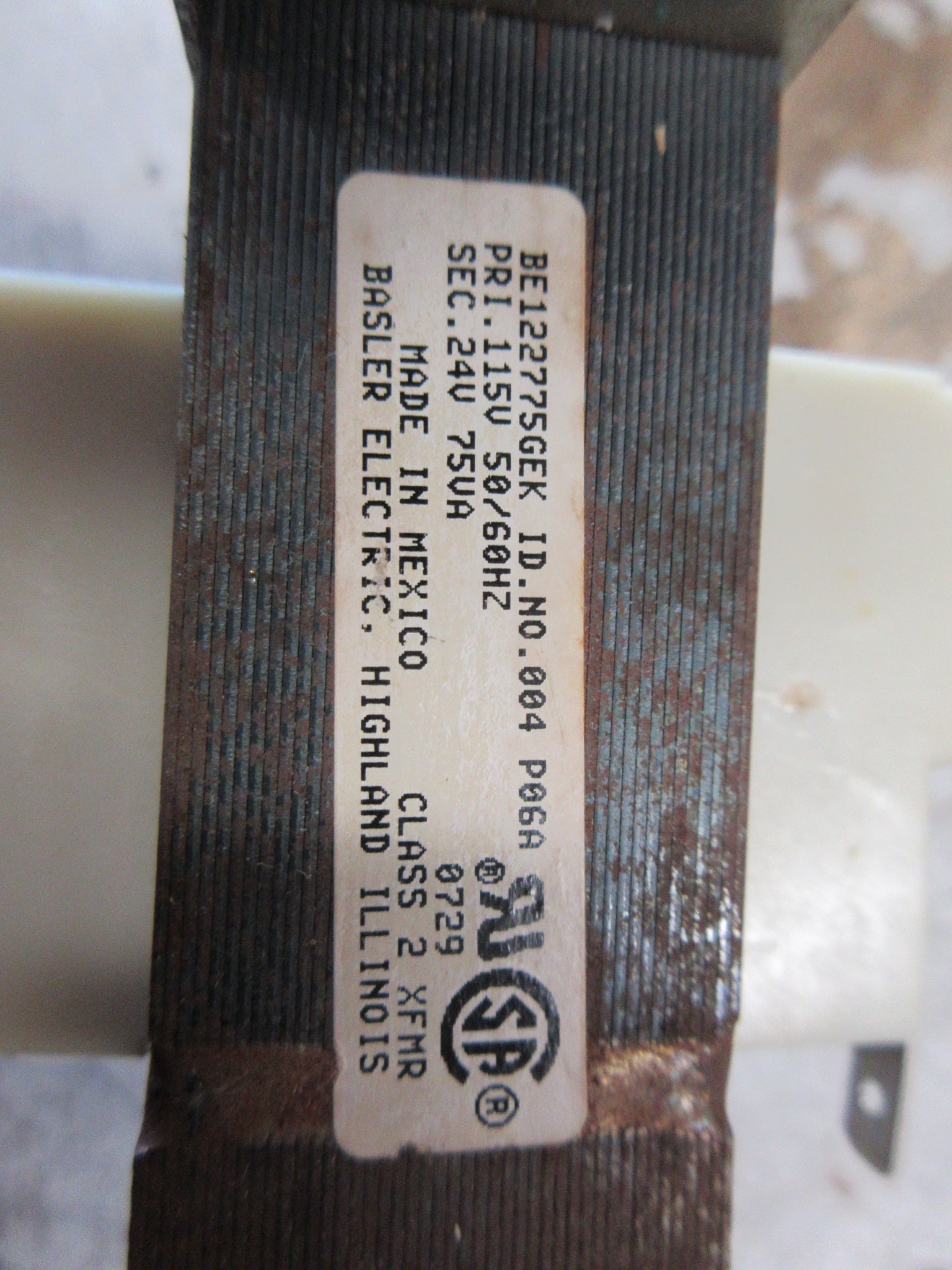 Basler Electric Transformer BE122775GEK 75VA Pri: 115V Sec: 24V 50/60Hz Used