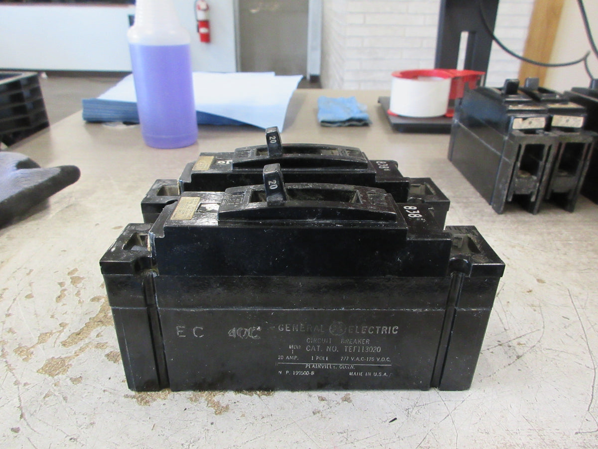 GE Circuit Breaker TEF113020 20A 277V 1P *Lot of 2* Used