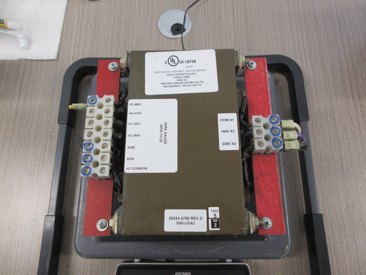 Nova Magnetics Control Transformer 0163-01-0006 2000VA Pri: 380/400/415/480 Used