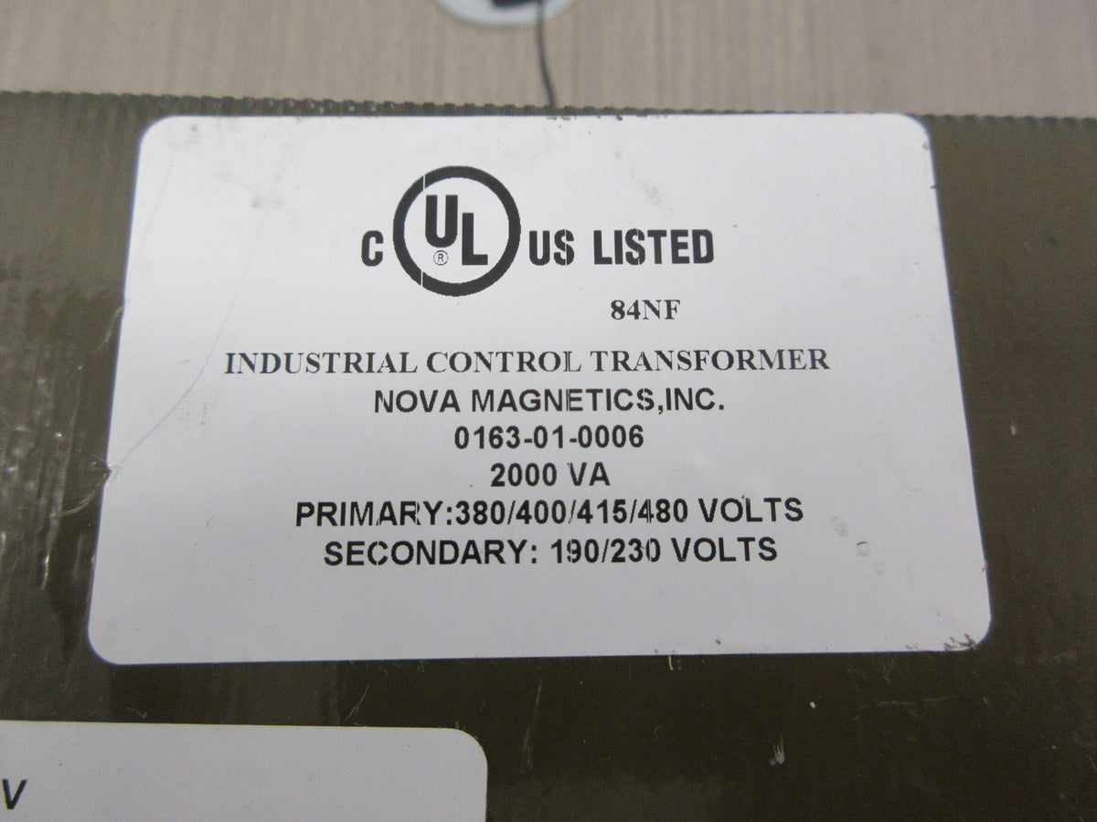 Nova Magnetics Control Transformer 0163-01-0006 2000VA Pri: 380/400/415/480 Used