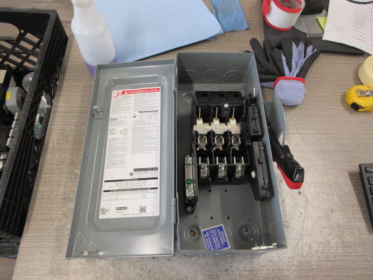 Square D Fusible Safety Switch/Disconnect H321N Ser. F05 30A 240V 3P Used