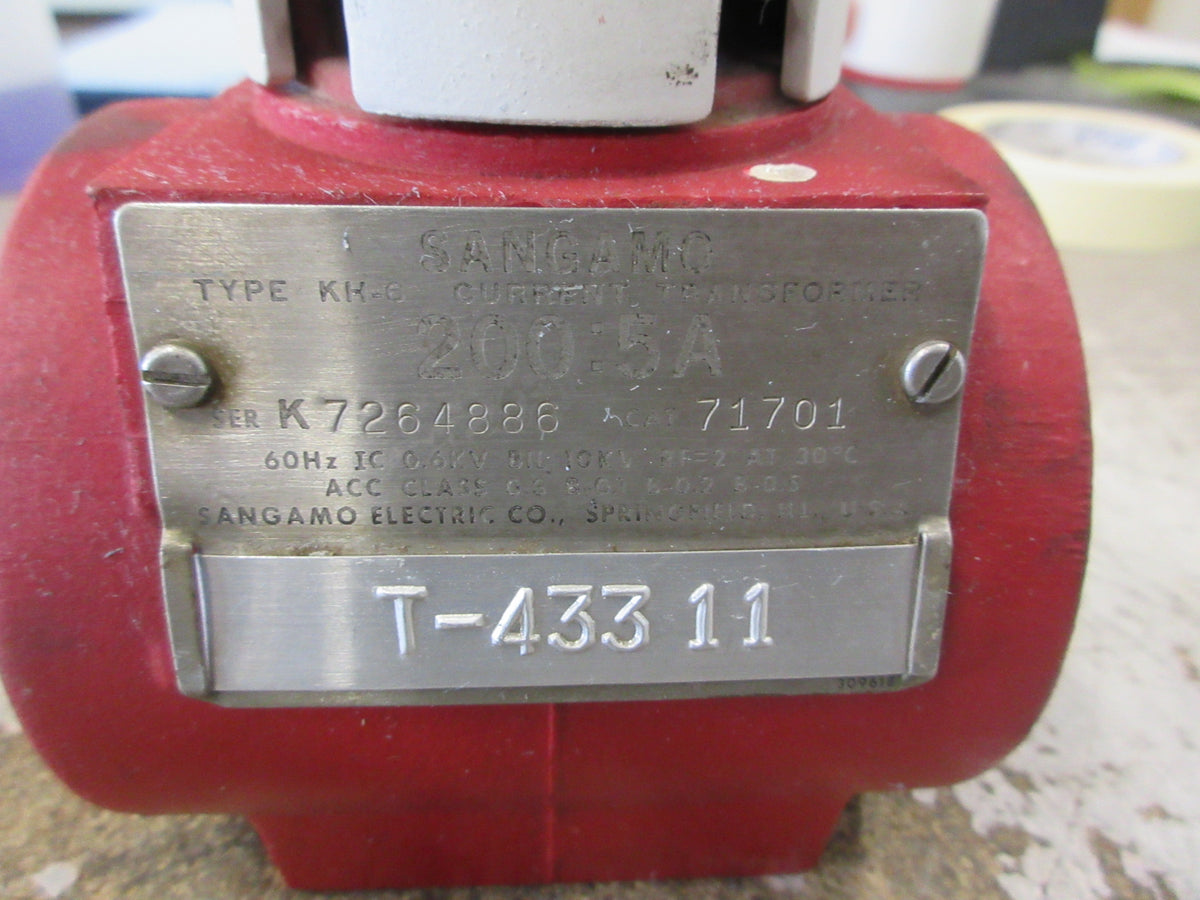 Sangamo Type KH-6 Current Transformer 71701 Ratio 200:5A 600V 60Hz 10KV BIL Used