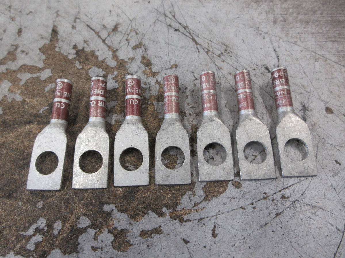 Burndy Crimp Lug YA2C-N 2-STR 1-Hole *Lot of 7* *No Box* New Surplus