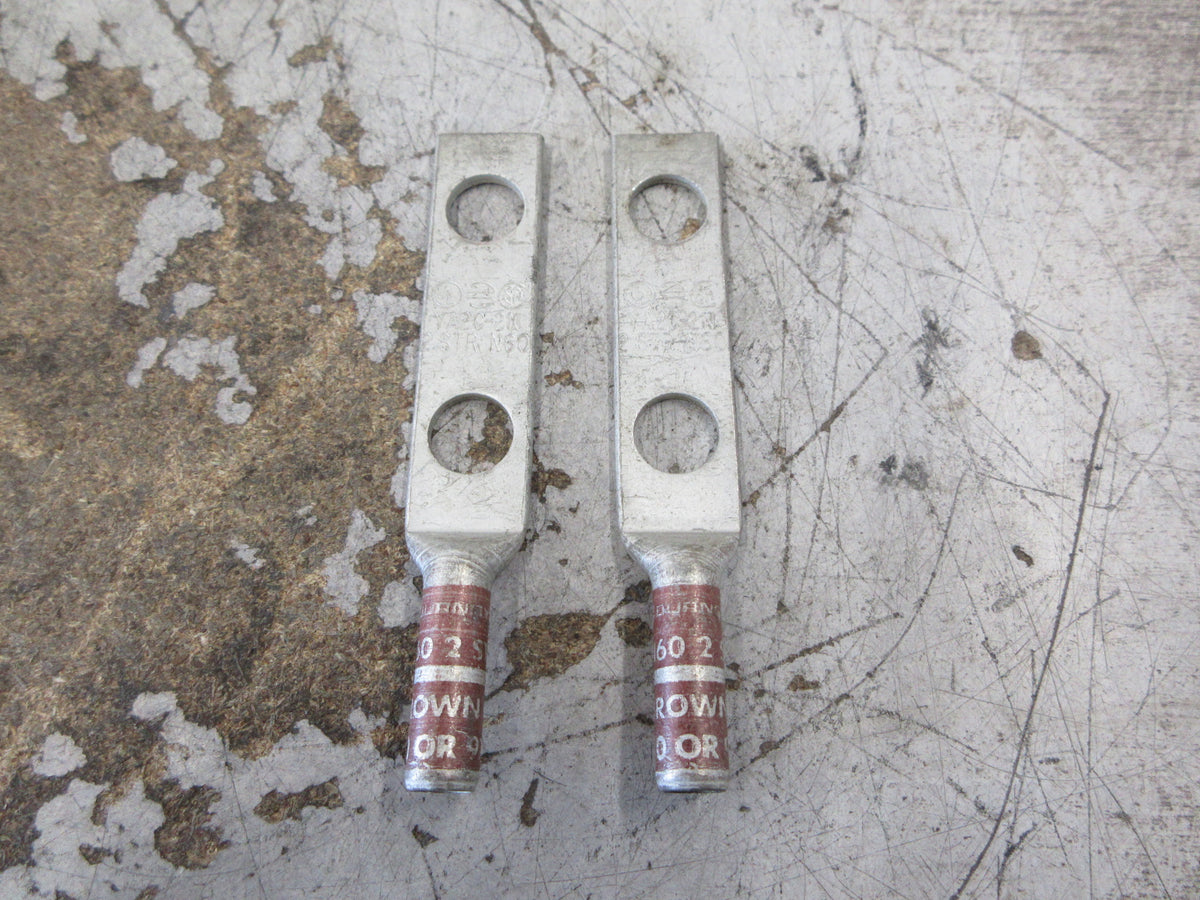 Burndy Crimp Lug YA2C-2N 2 STR 2-Hole *Lot of 2* *No Box* New Surplus