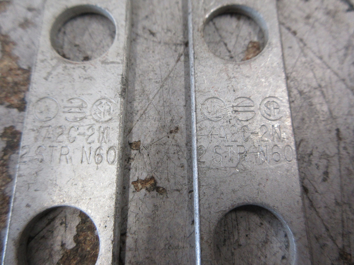 Burndy Crimp Lug YA2C-2N 2 STR 2-Hole *Lot of 2* *No Box* New Surplus