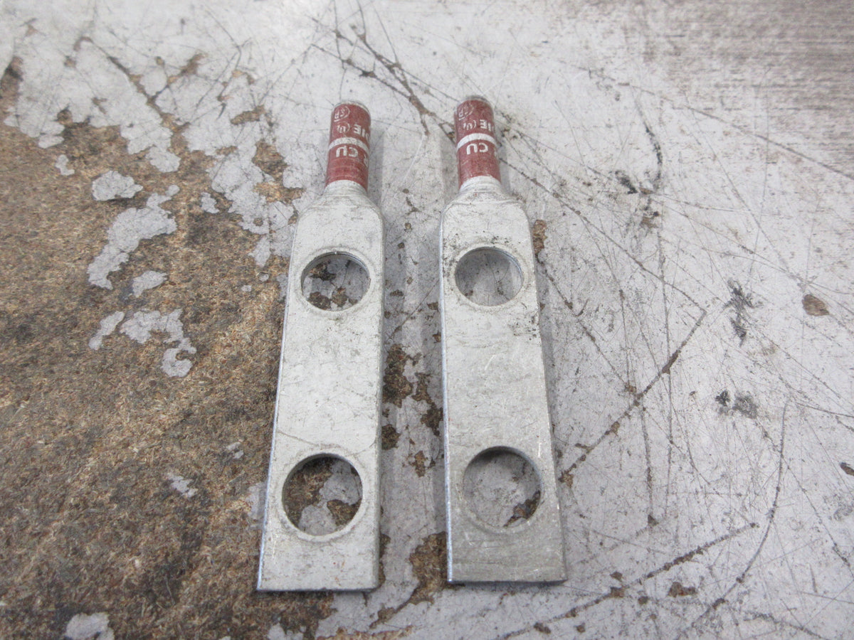 Burndy Crimp Lug YA2C-2N 2 STR 2-Hole *Lot of 2* *No Box* New Surplus
