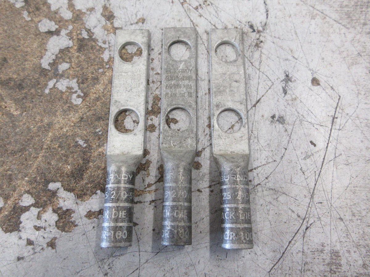 Burndy Crimp Lug YA26-2N 2/0 AWG 2-Hole *Lot of 3* *No Box* New Surplus