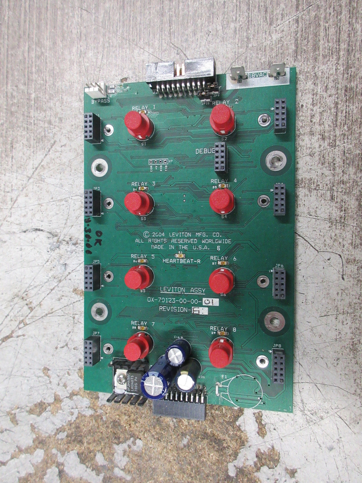 Leviton Z-Max Relay Bus Board OX-70123-00-00-01 Rev. 6 Used