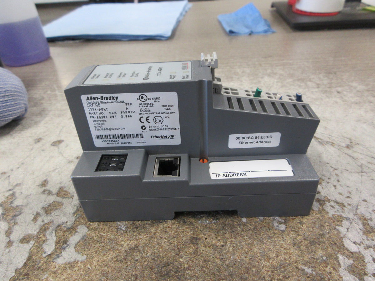 Allen-Bradley Point I/O Ethernet Network Adapter 1734-AENT Ser. A Rev. A01 Used