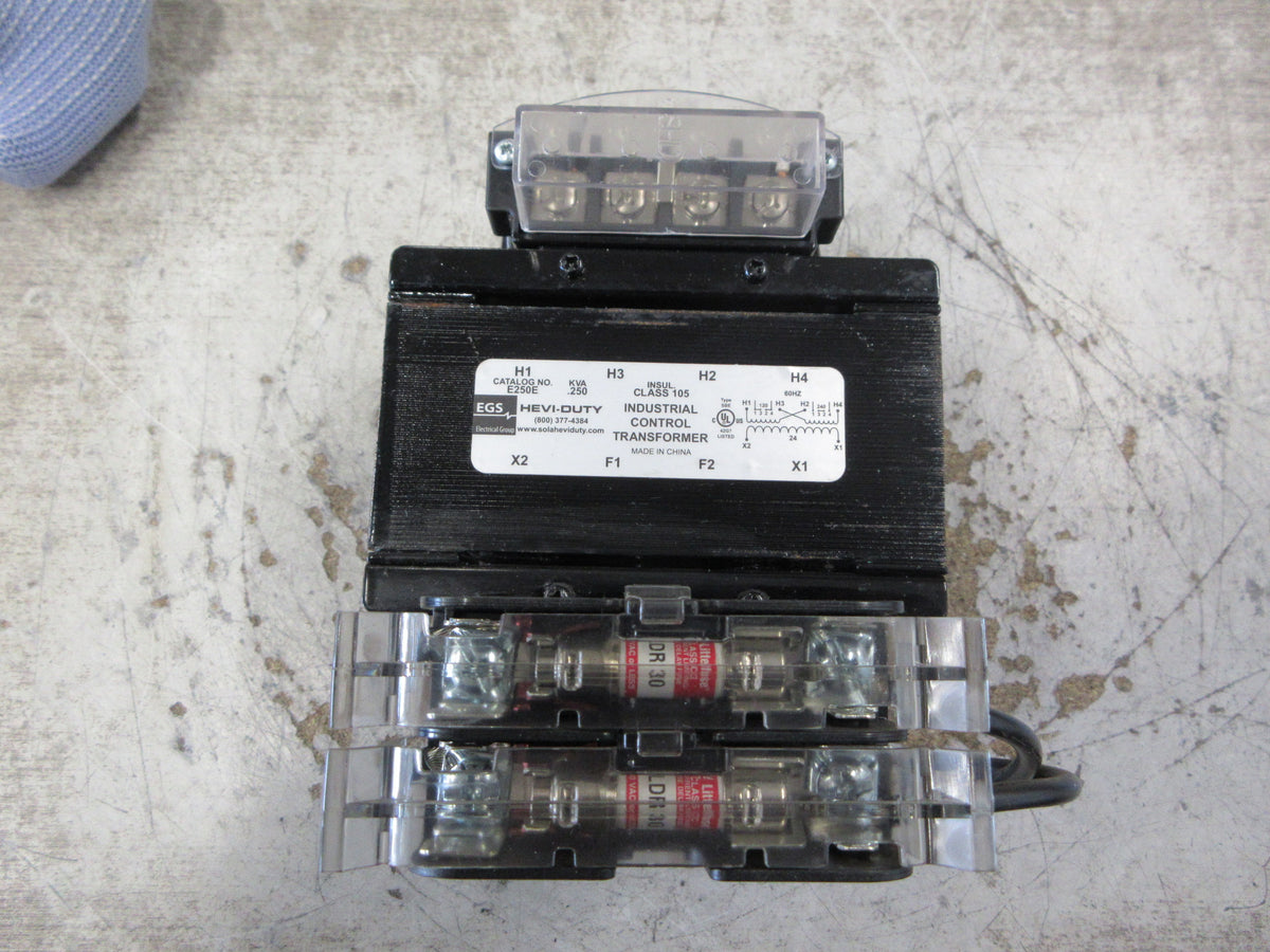 Hevi-Duty Control Transformer E250E 0.250 KVA Pri: 120/240V Sec: 24V 60Hz Used