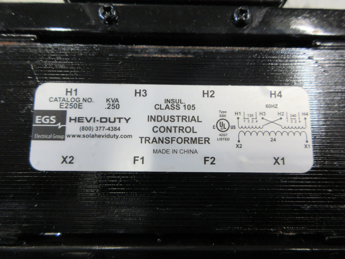 Hevi-Duty Control Transformer E250E 0.250 KVA Pri: 120/240V Sec: 24V 60Hz Used