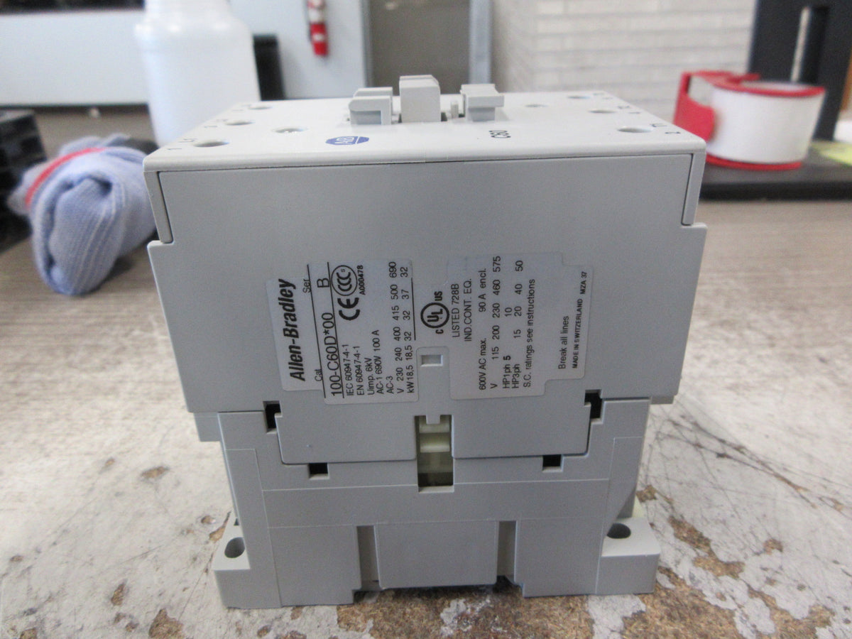 Allen-Bradley Contactor 100-C60D*00 Ser. B 24VDC Coil 90A 600V Used