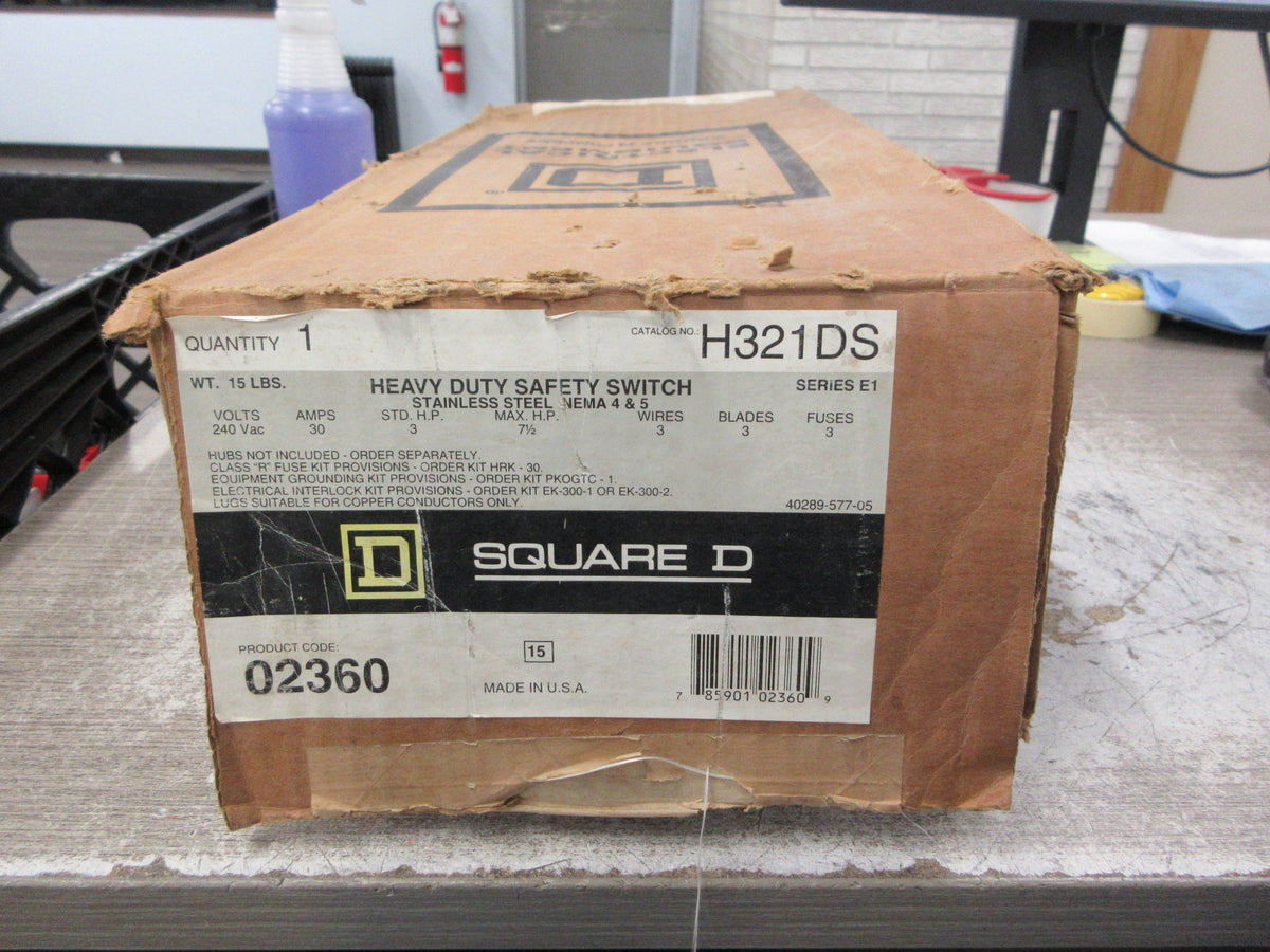 Square D Stainless Steel Fusible Safety Switch/Disconnect H321DS New Surplus