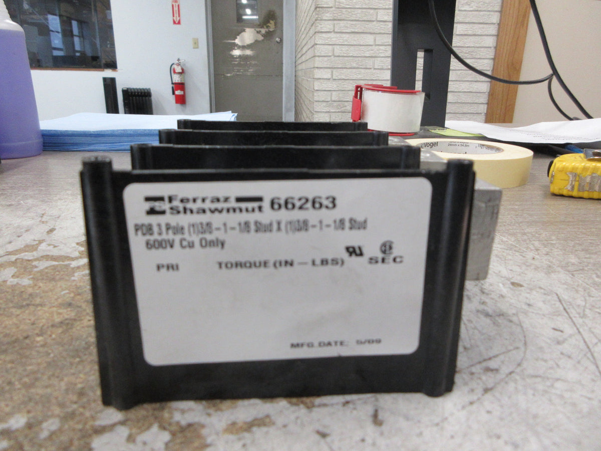 Ferraz Shawmut Power Distribution Block 66263 600V 3P Used