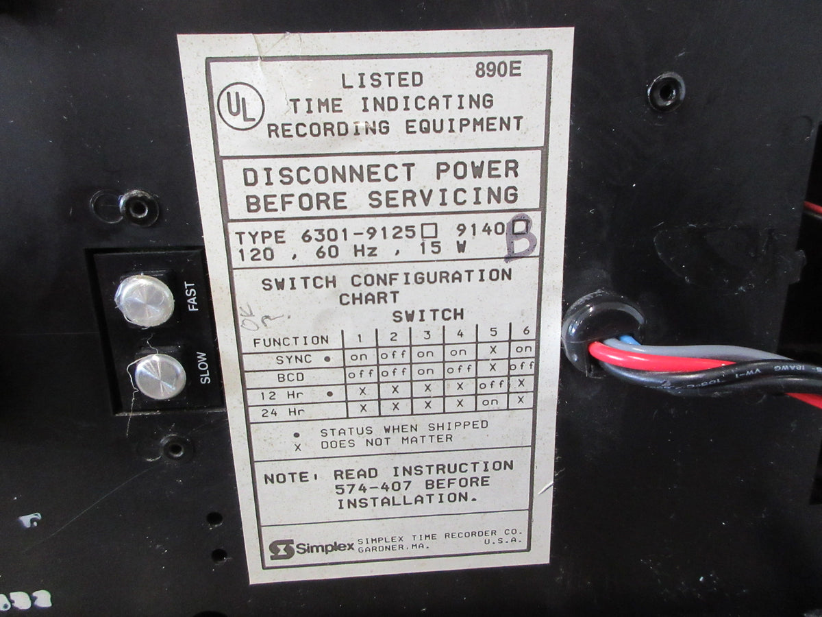 Simplex Celestra Digital Clock 6301-9140B 15W 120V 60Hz 4" Numbers Used