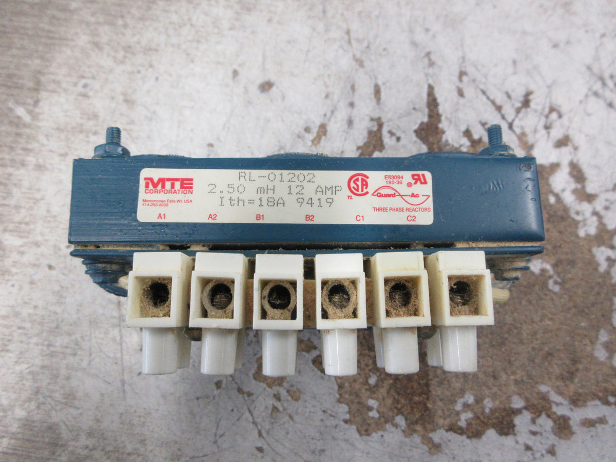 MTE 3Ph Line Reactor RL-01202 2.5mH 12A Used