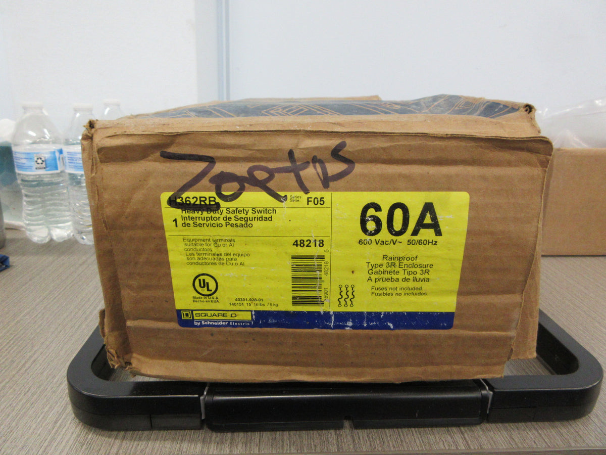 Square D 3R Fusible Safety Switch/Disconnect H362RB Ser. F05 60A New Surplus