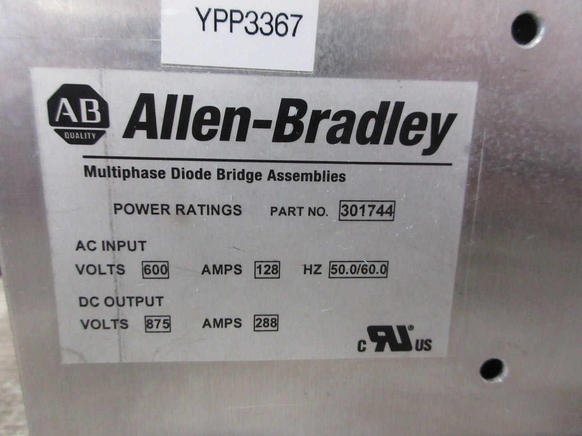 Allen-Bradley Multiphase Diode Bridge 301744 Input: 600VAC , 128A , 50/60Hz Used