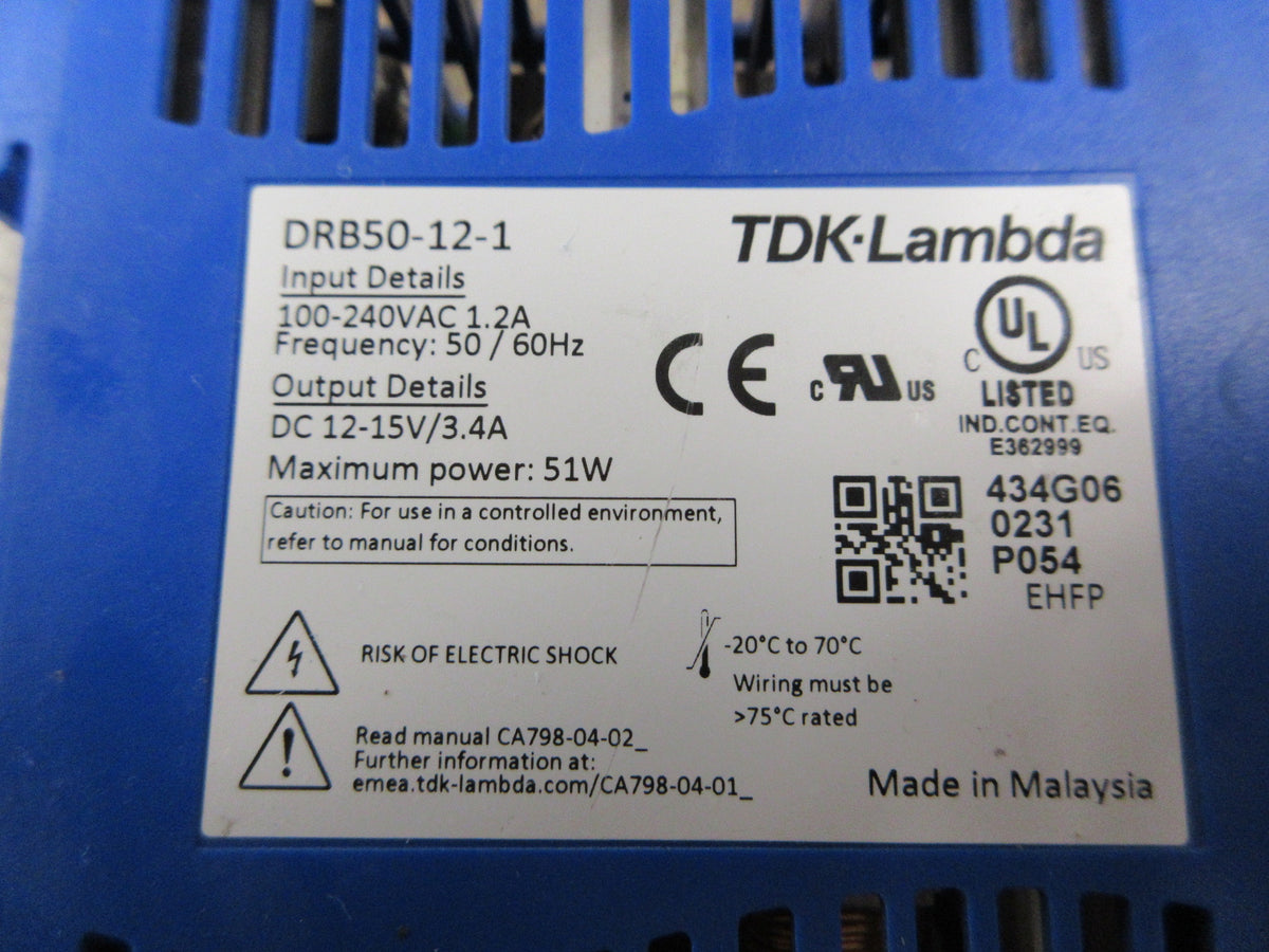 TDK-Lambda Power Supply DRB50-12-1 51W Used