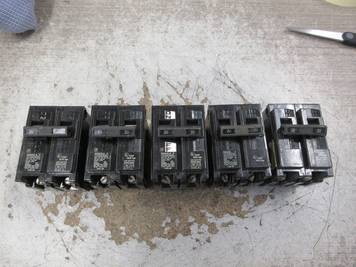 Gould ITE Type QP Clip-On Circuit Breaker Q220 20A 120/240V 2P *Lot of 5* Used