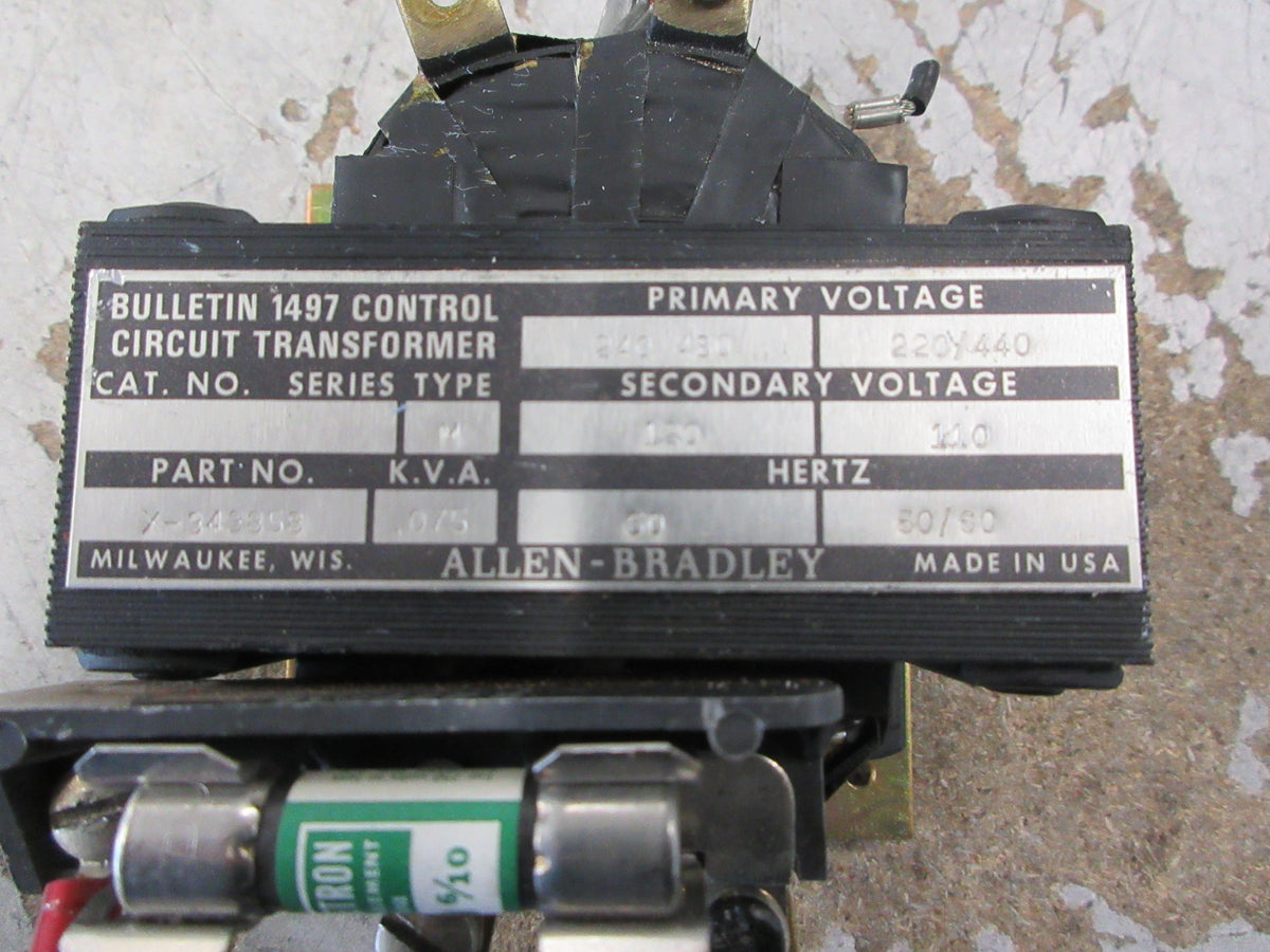 Allen-Bradley Control Transformer X-343858 0.075kVA Pri: 240/480V Sec: 120V Used