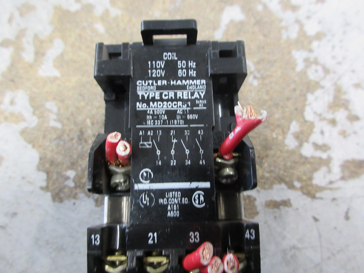 Cutler-Hammer Type CR Relay MD20CR31 480V Coil *Broken DIN-Rail Mount* Used