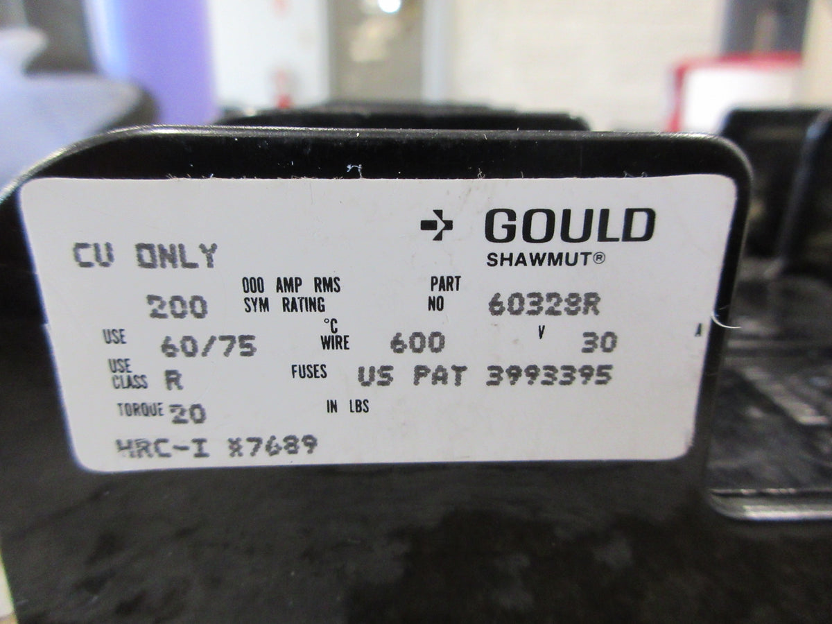Gould Shawmut Fuseholder 60328R 30A 600V 3P Used