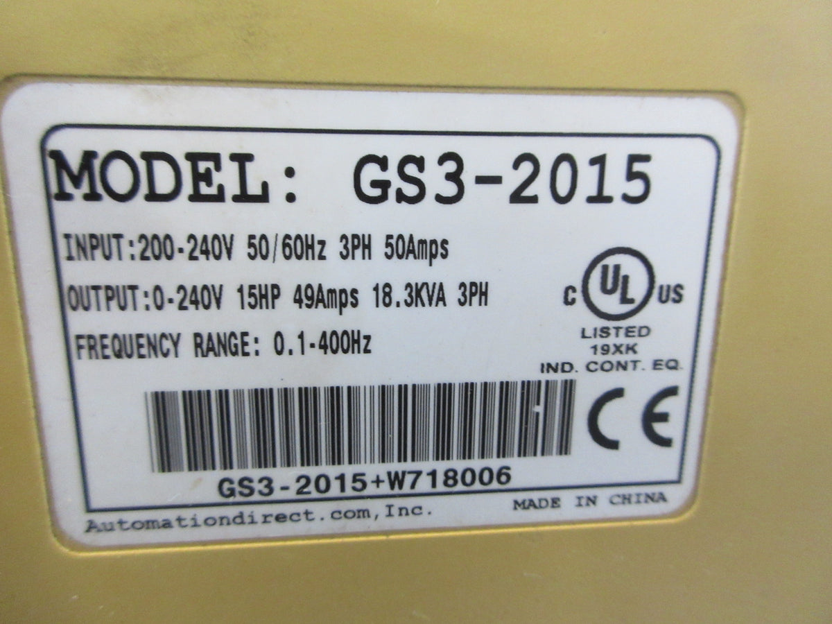 Automation Direct Dura Pulse AC Drive GS3-2015 15HP 3Ph Used