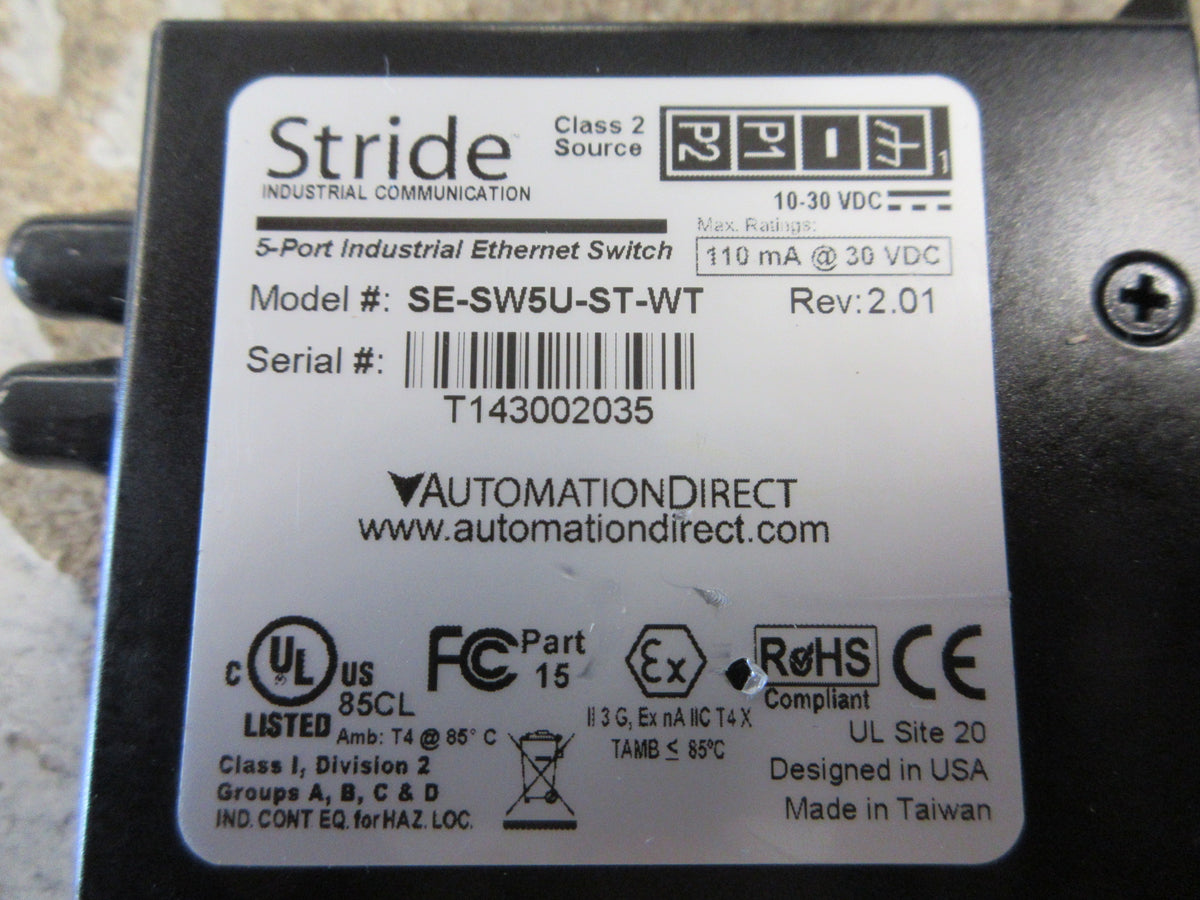 Automation Direct Stride Industrial Ethernet Switch SE-SW5U-ST-WT Rev. 2.01 Used