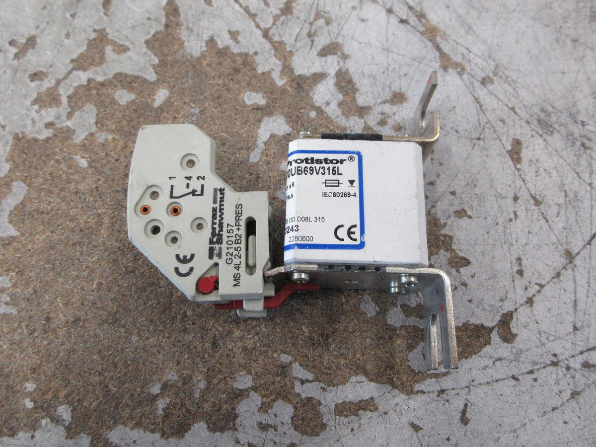 Ferraz Shawmut Protistor Fuse DN00UB69V315L 200A 690V W/Aux Contact Used