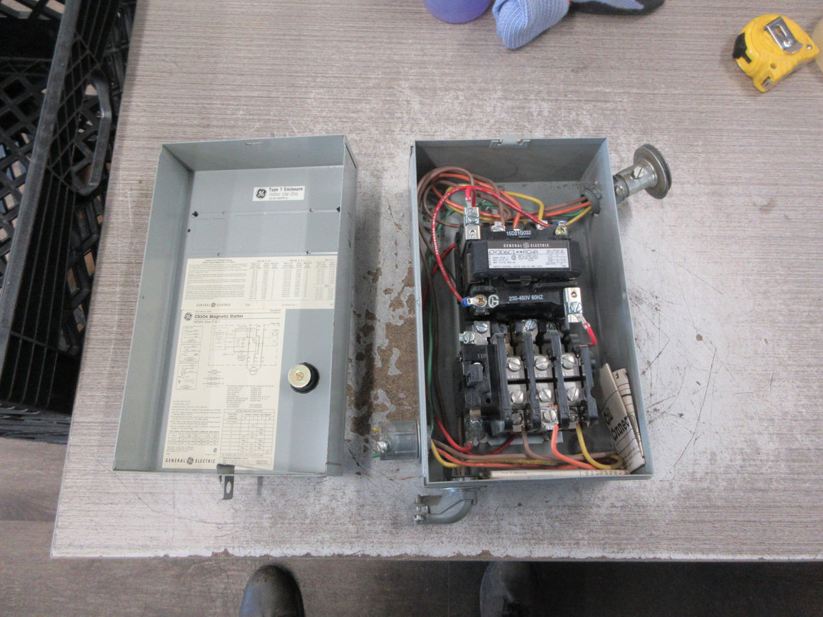 GE Enclosed Size 1 Starter CR306C1**ACWA 230-460V Coil 27A 600V Used