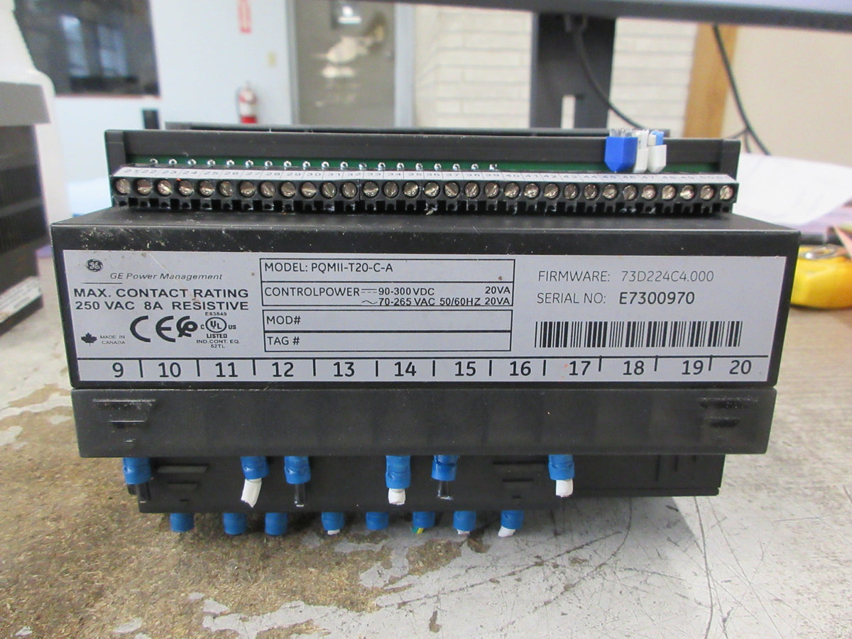 GE PQM II Power Quality Meter PQMII-T20-C-A F/W: 73D224C4.000 Used