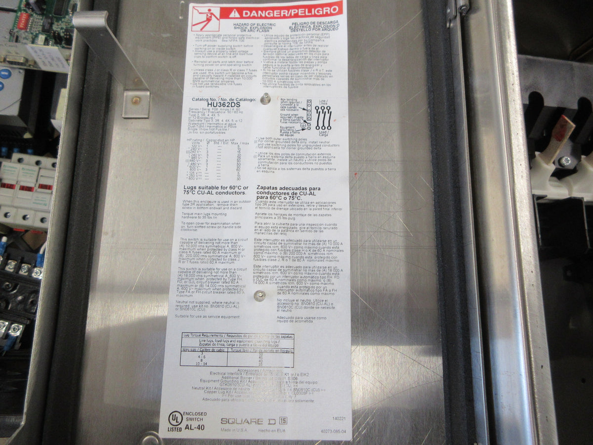 Square D Stainless Steel 3R/4X Non-Fusible Safety Switch/Disconnect New Surplus
