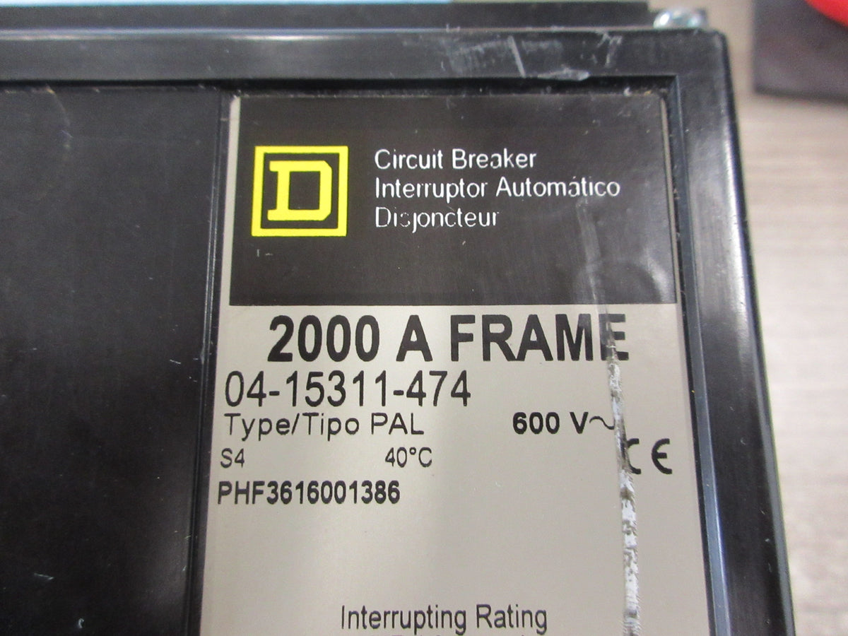 Square D Circuit Breaker PHF3616001386 1600A 600V 3P *No Handle* Used